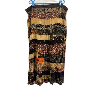 Vintage VINI Multicolor Patchwork Rayon Boho Maxi Skirt  Women's Plus Size 44